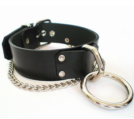 Collars : Chain Leather Bondage Collar